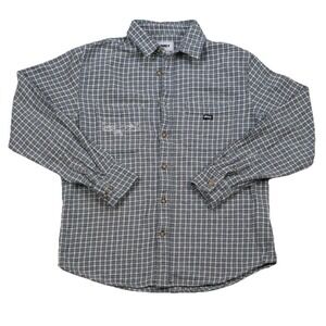 Obey Organic Plaid Button Down Shirt Men's Small Blue Textured Cotton Streetwear